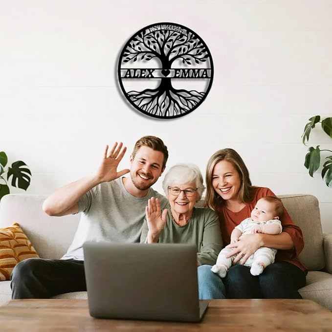 Personalized Tree of Life Metal Name Sign | Custom Metal Signs | Family Wall Art | Wedding Gift & Anniversary | Indoor Decor Gift for Women, Men, Wife, Parents, Couple-StrideForce Fitness