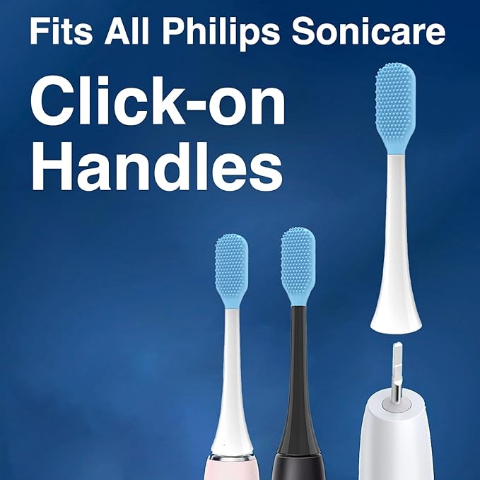 Tongue Scraper Heads for Philips Sonicare Click-On Handles – Gentle & Effective Tongue Cleaner, Fresh Breath, 3 Pack, Replacement Brush Heads (Black, Click-On Handles)
