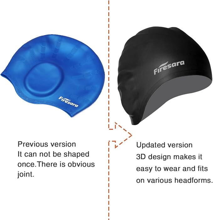 Firesara Swim Cap, Original Updated Swimming Cap 3D Ergonomic Design Comfortable Durable Ear Protection for Women Kids Men Adults Boys Girls for Long or Short Hair with Nose Clip and Ear Plugs-StrideForce Fitness