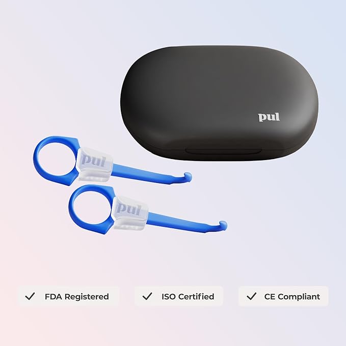 PUL Aligner Care Convenience Kit – Case + 2-in-1 Tool for Invisalign, Retainers, Partial Dentures, Mouth & Night Guards & More – White Case & 2-Pack of White Aligner Seating Chewie & Removal Tool