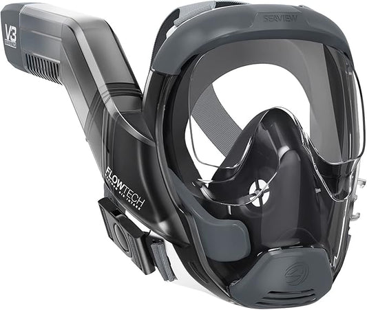 Seaview 180 V3 Full Face Snorkel Mask Adult- The V3 is The Perfect Snorkeling Gear for Adults- Snorkel Mask with 180 Panoramic Viewing and Up to 600% Easier Breathing- Patented Flowtech Air Intake-StrideForce Fitness