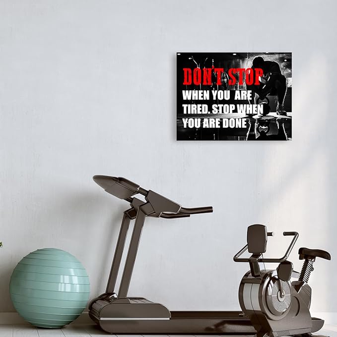 OTINGQD Inspirational Gym Wall Decor,Fitness Quotes Wall Art,Don't Stop When You're Tired Stop When You're Done Canvas Wall Decor for Home Gym-StrideForce Fitness