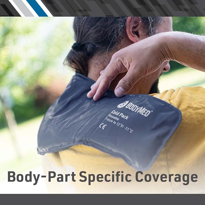 BodyMed Heavy Duty Reusable Urethane Ice Pack for Neck - Professional Grade Cold Therapy for Injuries, Aches, Swelling, Bruises, Sprains - 23 in. Long (Neck Contour)-StrideForce Fitness