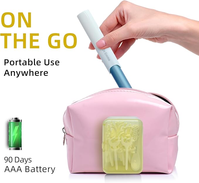 Dr. Emma Electric Vibration Flosser, Power Flosser for Adults, Gum Stimulator, Teeth Cleaner, Reusable Flossing Tool with Toothbrush, Water Flosser Alternative, Yellow