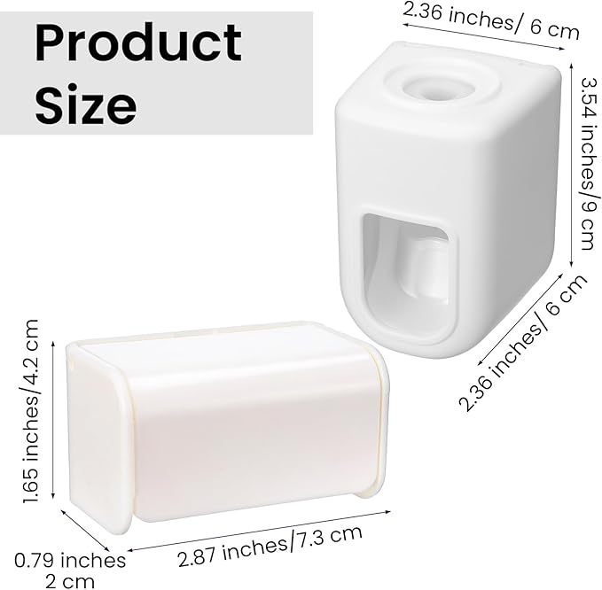 2 Slots Wall Mount Toothbrush Holder with Cover, Self Adhesive Toothbrush Storage Organizer for Shower Waterproof and Dustproof, with Automatic Toothpaste Squeezer Dispenser for Family & Travel