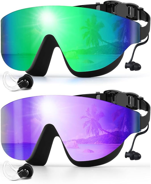 Swim Goggles, Frameless Wide View Swimming Goggles, Anti-Fog Anti-UV No Leaking Pool Goggles for Men Women Adult-StrideForce Fitness