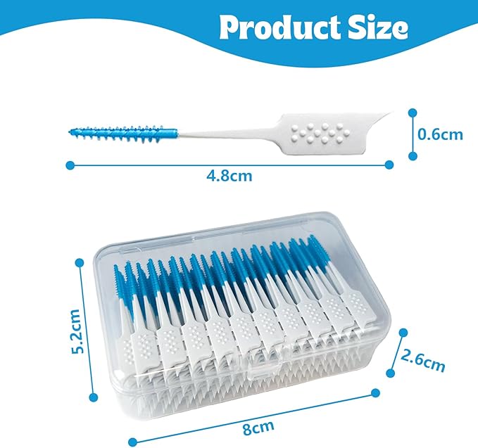 Dental Floss Picks Soft Silicone interdental Brush, Braces Brush, Floss Picks for Teeth, Disposable interdental Brush, Suitable for Cleaning Teeth Health (Blue, 160pcs)