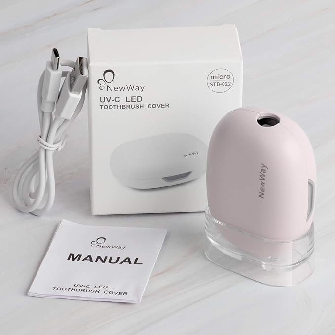NewWay Mini Toothbrush Cover Rechargeable Travel Toothbrush Case with Holder for Houshold and Traving or Business Trip Pink