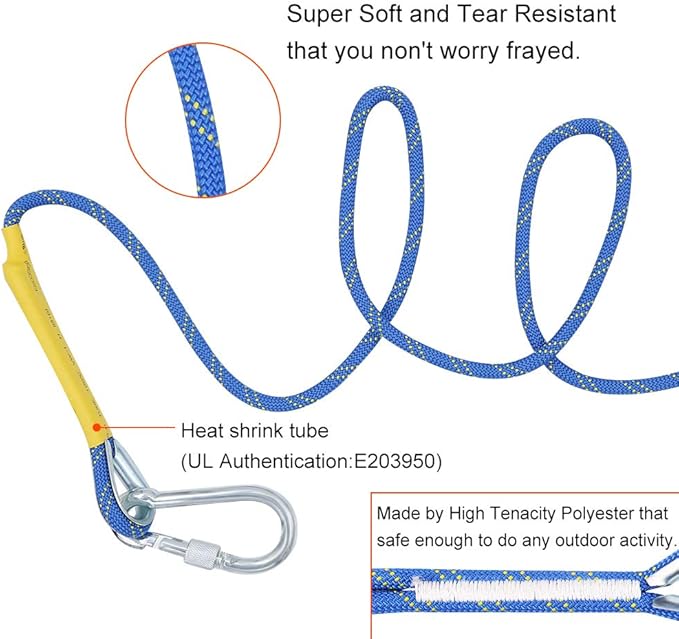 X XBEN Outdoor Climbing Rope 10M(32ft) 20M(64ft) 30M(96ft) 50M(160ft) 70M(230ft) 152M(500FT) 352M(1000FT) Static Rock Climbing Rope for Escape Rope Ice Climbing Equipment Fire Rescue Parachute-StrideForce Fitness