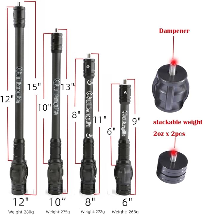SHARROW Archery Bow Stabilizer Kit Carbon Fiber Stabilizer Dampen Weight Single Side V-bar Quick Disconnect for Compound Bow-StrideForce Fitness