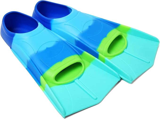 Kids Swim Fins,Short Kids Fins Youth Swimming Flippers for Lap Swimming Training for Children Girls Boys Beginners-StrideForce Fitness