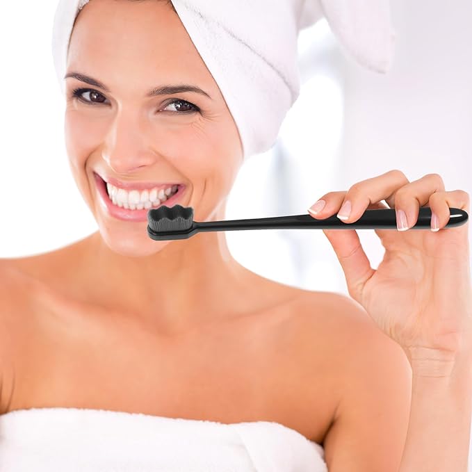 Extra Soft Bristle Toothbrushes for Adults and 4pcs, Small Head Manual Toothbrushes with Black Handle, Gentle on Gums for Sensitive Teeth and Daily Oral Care Random Random Color