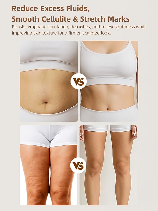 Lymphatic Drainage Massager & Anti Cellulite Massage Tool, Reduce Stretch Marks & Cellulite, for Legs, Arms & Belly, Body Sculpting Machine with Microcurrent, Light, Heat & Vibration,White-StrideForce Fitness