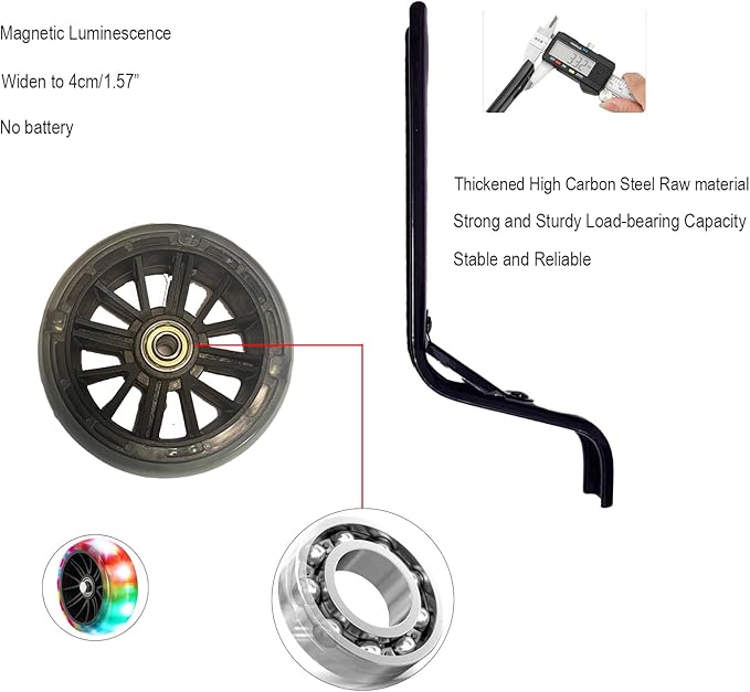 1 Pair Bike Training Wheels Mute Flash Wheels,Children Bicycle Wheels Flash Mute Wheel Compatible for 12 14 16 18 20 inch Single Speed Bike-StrideForce Fitness