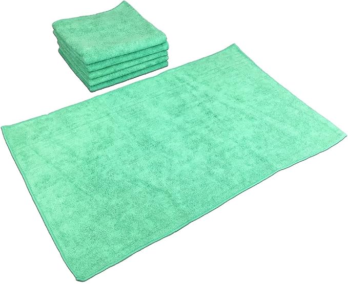 Arkwright Microfiber Gym Towel - Pack of 12 - Super Soft, Quick Dry Workout Sweat Towels, 300 GSM Lightweight & Absorbent for Sports, Working Out, Yoga, and Spa, 16 x 27 in, Green-StrideForce Fitness