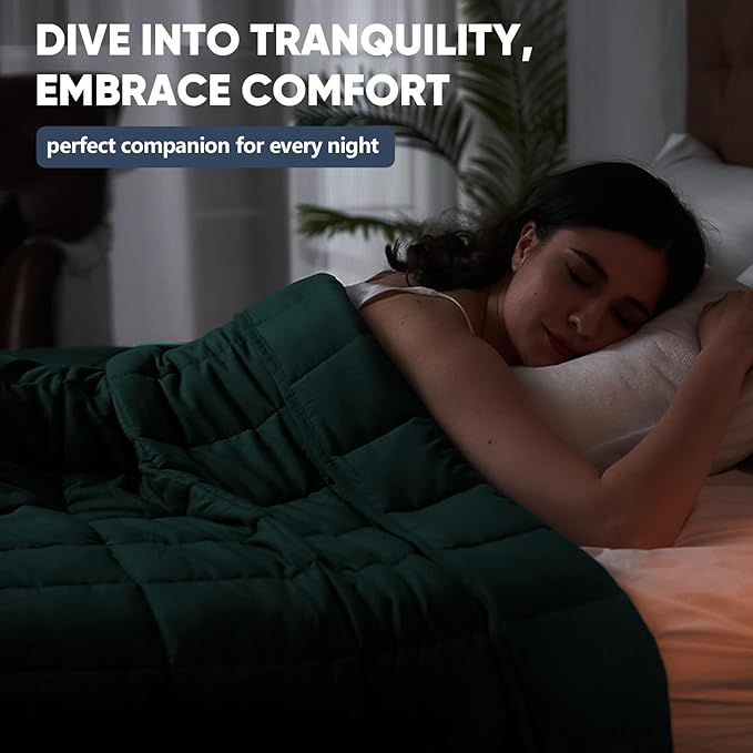 King Size Weighted Blanket for Adults (30 lbs, 80” x 87”, Dark Green) Cooling Heavy Blanket for Sleeping Perfect for 290-310 lbs, Breathable Blanket for Adults & Couple All Season, Machine Washable-StrideForce Fitness