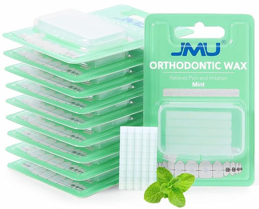 JMU 10 Pack Orthodontic Wax, Precut Braces Wax, Dental Wax Braces Mint Flavored
