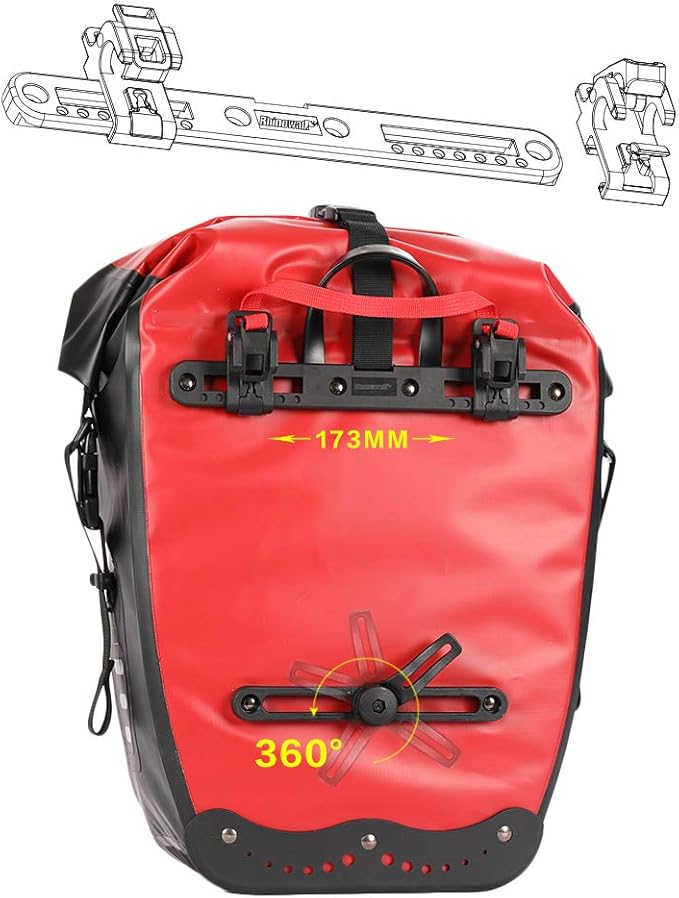 Rhinowalk Bike Bag Waterproof Bike Pannier Bag for Bicycle Cargo Rack Saddle Bag Shoulder Bag Laptop Pannier Rack Bicycle Bag Professional Cycling Accessories-StrideForce Fitness