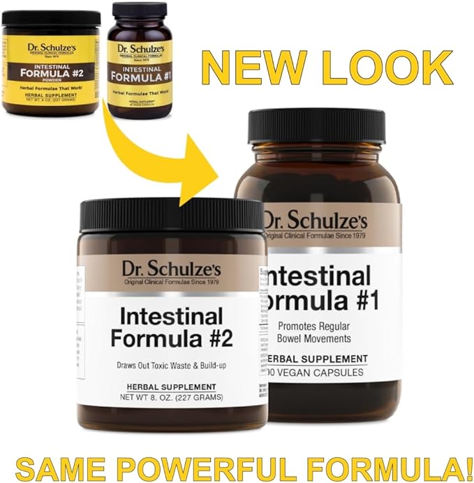 Dr. Schulze's Intestinal Formula #2 (8 Ounces) and Intestinal Formula #1 Capsules (90 Capsules) - Organic Herbal Supplements-StrideForce Fitness