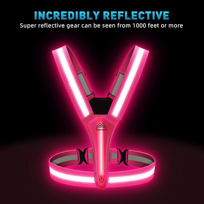 LED Reflective Vest Safety Gear, Light Up Vest for Night Walking Cycling, High Visibility Running Vest with Reflective Strips-StrideForce Fitness