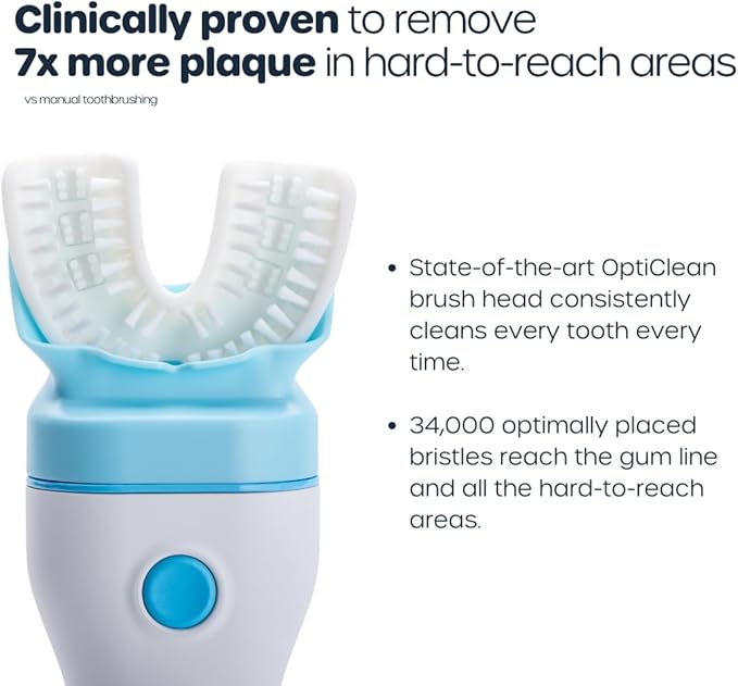 Willo Fully Automatic Kids U-Shaped Electric Toothbrush - 2 Brushing Timers, Deep-Cleans, Consistent Results, Eliminates Brushing Mistakes - Bubble Twist (Medium - Kids Ages 8-11 Years)