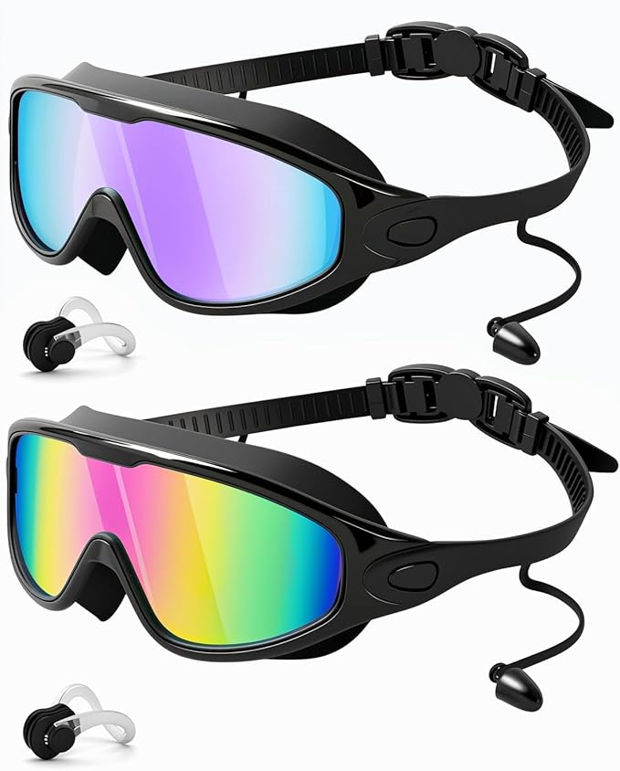 Rantizon Swim Goggles 2 Pack, Wide View Anti Fog&UV Swimming Goggles for Audlt, No Leaking Swim Glasses for Men Women Kids-StrideForce Fitness