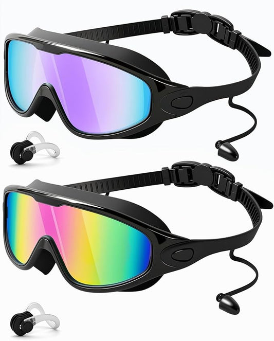 Rantizon Swim Goggles 2 Pack, Wide View Anti Fog&UV Swimming Goggles for Audlt, No Leaking Swim Glasses for Men Women Kids-StrideForce Fitness