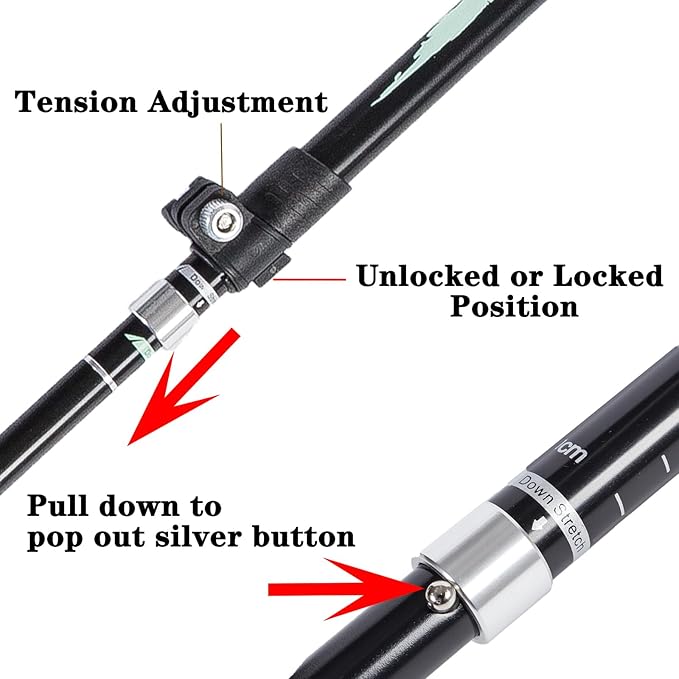Trekking Poles - 1pc Sports Aluminium 7075 Anti Shock Walking Trekking Hiking Stick Pole,Ultralight Alpenstock,Adjustable Quick,Single Collapsible Pole-StrideForce Fitness