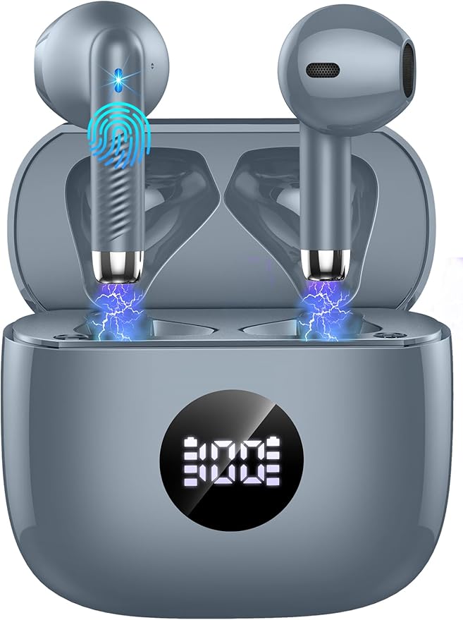 Wireless Earbuds, Bluetooth 5.3 Ear Buds LED Power Display Headphones Bass Stereo, Bluetooth Earbuds in-Ear Noise Cancelling Mic, 40H Playback Mini Case IP7 Waterproof Sports Earphones for Android iOS-StrideForce Fitness