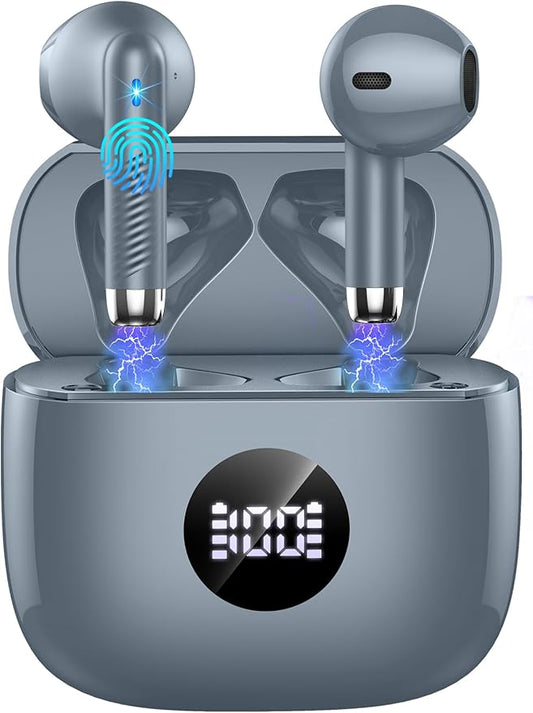 Wireless Earbuds, Bluetooth 5.3 Ear Buds LED Power Display Headphones Bass Stereo, Bluetooth Earbuds in-Ear Noise Cancelling Mic, 40H Playback Mini Case IP7 Waterproof Sports Earphones for Android iOS-StrideForce Fitness