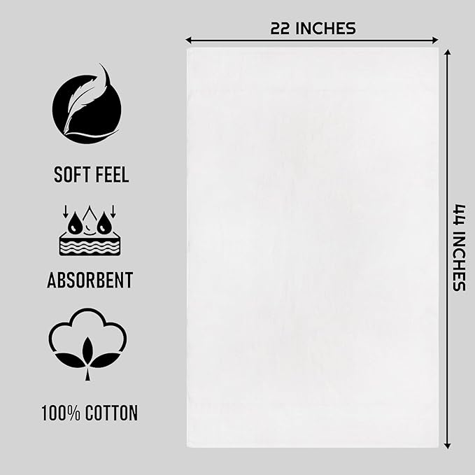 CH White Bath Towels Bulk - 22 x 44 Inches, 100% Cotton Economy Light Weight Towels for Commercial Use - Quick Dry, Ultra-Soft, and Absorbent Bulk Towels (6 Pack)-StrideForce Fitness