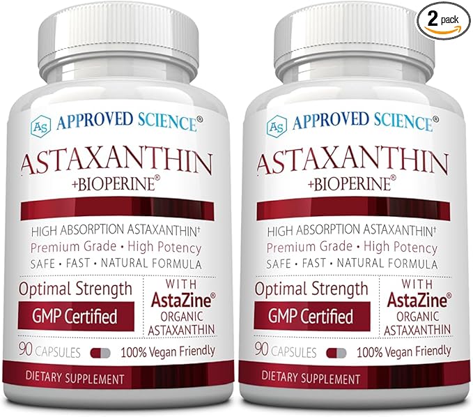Approved Science® Astaxanthin 12 mg - Extra Strength Antioxidant - Supports Heart, Eyes, Skin - 180 Vegan Capsules - 6 Month Supply-StrideForce Fitness