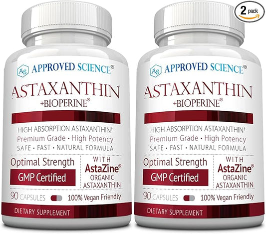 Approved Science® Astaxanthin 12 mg - Extra Strength Antioxidant - Supports Heart, Eyes, Skin - 180 Vegan Capsules - 6 Month Supply-StrideForce Fitness