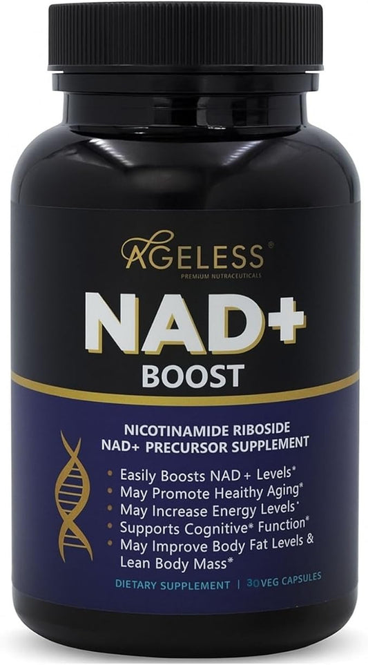 Ageless NAD Supplements for Women & Men | High Purity 300mg Nicotinamide Riboside Chloride | NMN Supplement for Anti-Aging | Support Energy, Focus, Body Fat and Cognitive Function 30 Count-StrideForce Fitness