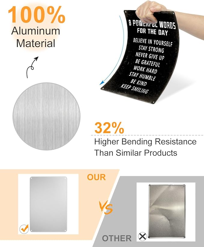 ALKB Inspirational Wall Art Metal Sign 8 x 12 Inch, Inspiring Positive Quotes Room Decor for Living Room Bedroom Classroom Gym, Motivational Wall Decor for Teen-StrideForce Fitness