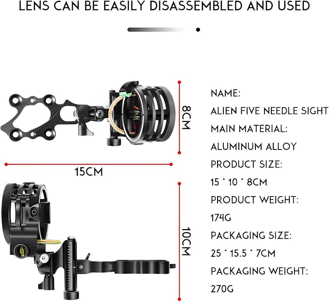 5-Pin Archery Bow Sight, Outdoor Archery Equipment, Tool-Less Micro-Click Adjustments Use with Left and Right-Hand Bows-StrideForce Fitness