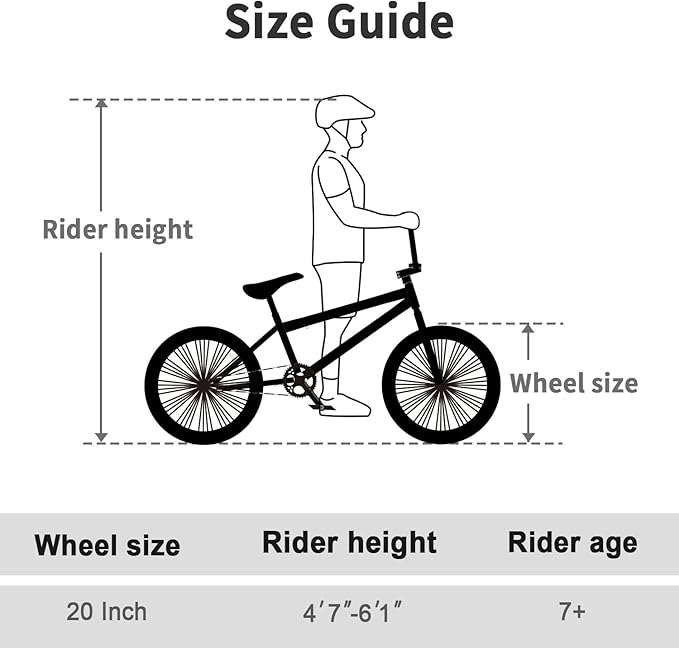 Freestyle BMX Bike, 20 Inch Yaphet Bicycle for Teen Beginner and Adult Riders, Bike with Hi-Ten Steel Frame, Multiple Colors-StrideForce Fitness