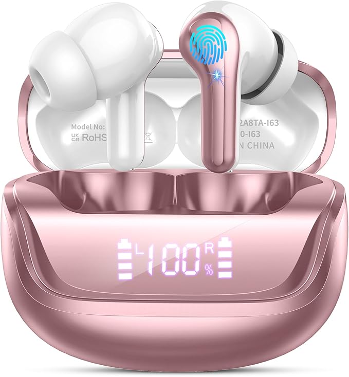 Wireless Earbuds Bluetooth 5.4 Headphones Noise Cancelling, 40H Playtime Bluetooth Ear Bud with Dynamic Drivers Stereo, Sports Earphones Wireless with LED Power Display for Laptop Pad Phones-StrideForce Fitness