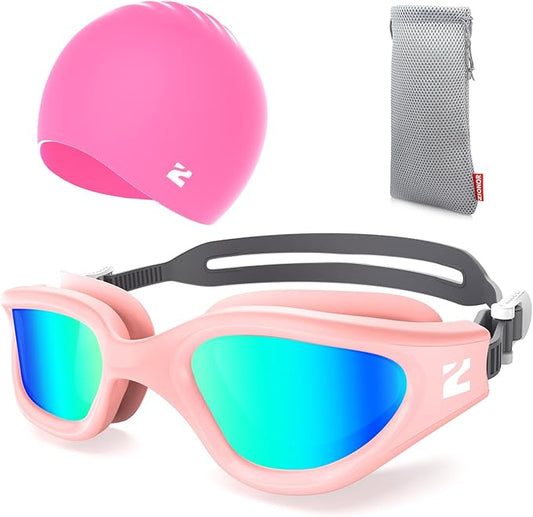 ZIONOR G1 Lite Swim Goggles with Swim Cap Comfortable Anti-fog Swimming Goggles Cap Set for Adult Men Women-StrideForce Fitness