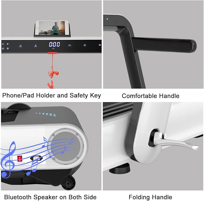 GYMAX Walking Pad, 4.75HP Under Desk Treadmill with LED Touch Screen, App Control, Built-in Speaker & Handle, 2 in 1 Folding Compact Portable Treadmill for Home Small Space-StrideForce Fitness