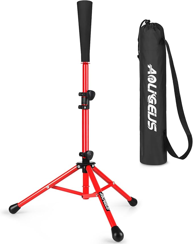 Baseball Tee Batting Tee Softball Tee Portable Travel Hitting Tee,Easy Adjustable Height,Stable Tripod Stand-StrideForce Fitness