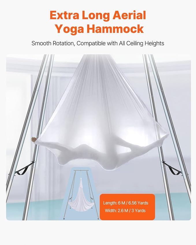 VEVOR Aerial Yoga Frame, 9.67 ft Height Swing Stand, Max 551.15 lbs Load Chrome-Plated Steel Pipe Inversion Yoga Rig for Indoor Outdoor Use-StrideForce Fitness