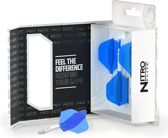 RED DRAGON Darts – Nitro Flite Integrated Flight & Shaft System – No.2 Shape and Design - Available in Short, Intermediate & Medium - Available in Variety of Colours - Professional Darts Accessories-StrideForce Fitness