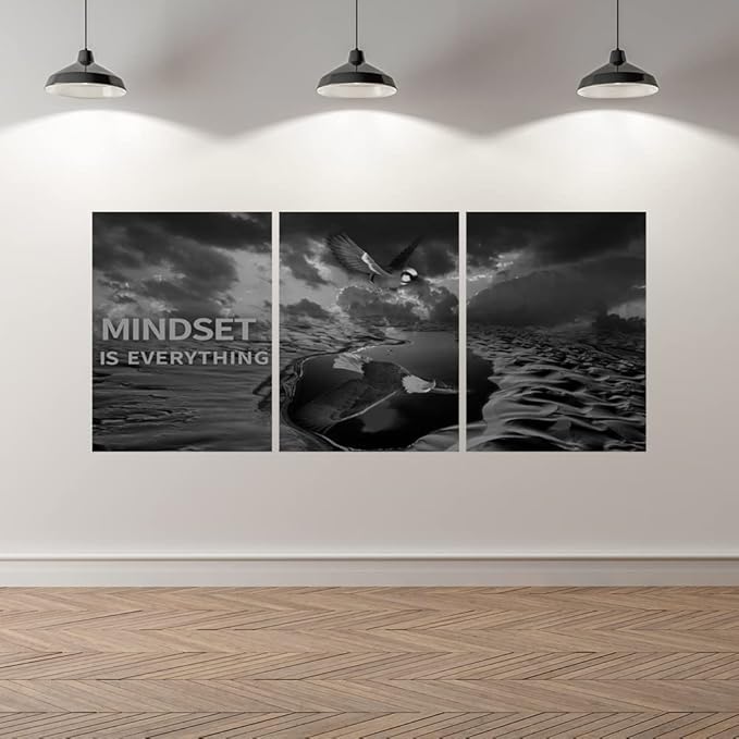 Yetaryy 3 Panels Inspirational Canvas Painting Motivational Wall Art Success Framed Poster Grind Hustle Positive Quotes Wall Poster Office Inspirational Wall Decor 36''W x 16''H (Animals-HeiYing-3S)-StrideForce Fitness