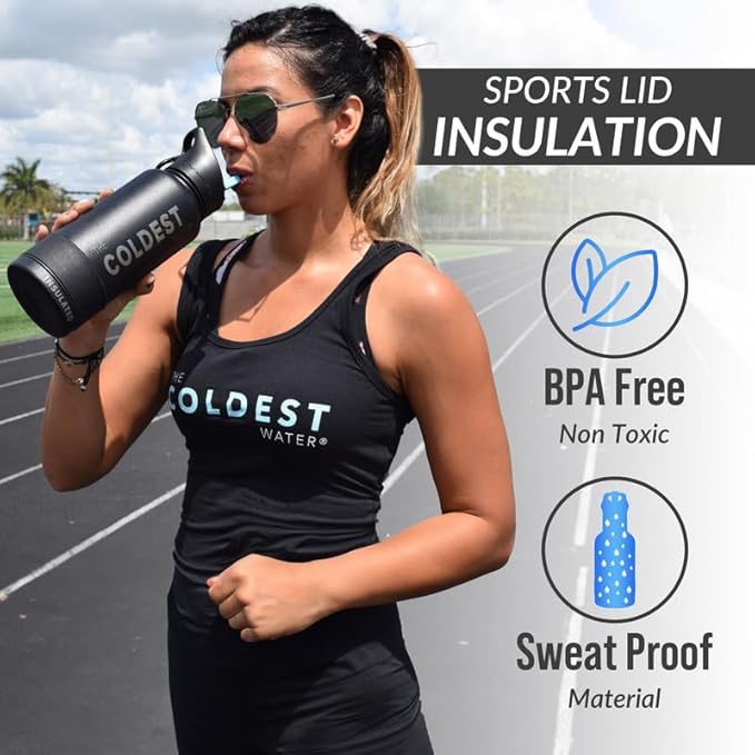 Coldest Insulated Water Bottle with Straw Lid - Stainless Steel Metal Insulated Bottle for Men & Women (Terraform Green, 64 oz)