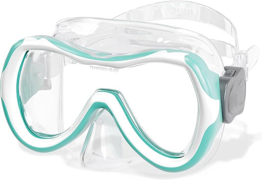 Aegend Kids Swim Mask Goggles, Tempered Glass 180° HD Wide View with Nose Cover-StrideForce Fitness