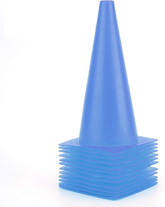 12 Inch Traffic Training Cones, Plastic Safety Parking Cones, Agility Field Marker Cones for Soccer Basketball Football Drills Training, Outdoor Sport Activity & Festive Events - 6 Colors-StrideForce Fitness