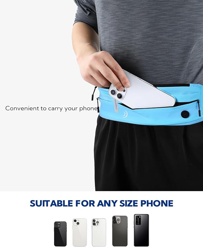 WATERFLY Running Belt Fanny Pack: Runner Marathon Jogging Waist Pack Sport Workout Exercise Fitness Phone Holder Belt for Men Women Jogger Slim Waistband-StrideForce Fitness