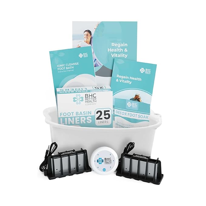 Ionic Foot Bath Detox Machine - Foot Spa Bath for Home Use - Free Regain Health & Vitality Booklet & Brochure (02 Detox Machine Home&Pro with Basin)-StrideForce Fitness