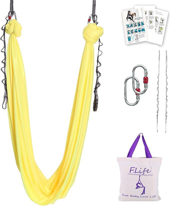 F.Life Aerial Silk Yoga Hammock & Swing for yoga Inversion,Strength training,starter hardware kit-StrideForce Fitness